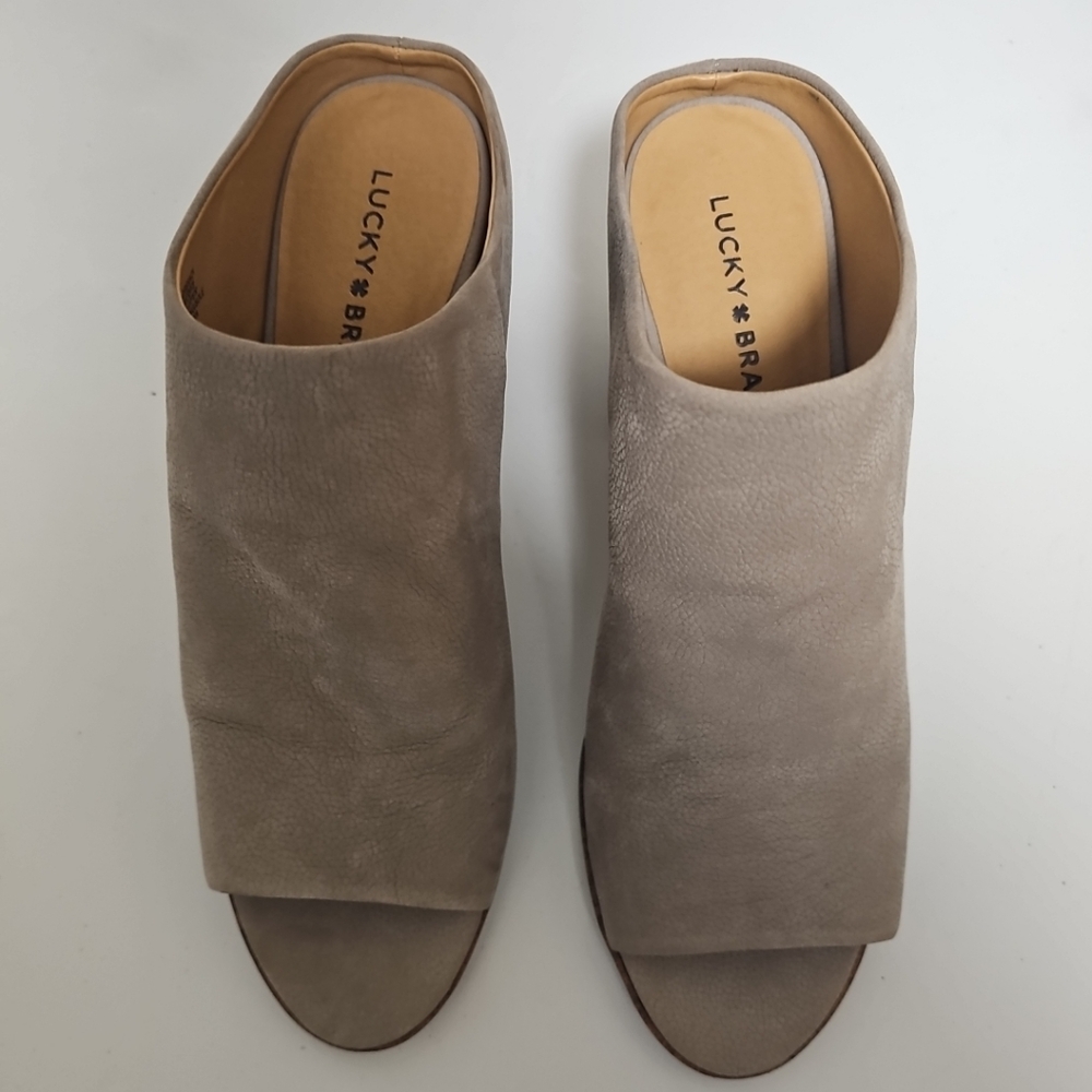 Lucky Brand LK- Organza, 9.5 M Leather Heeled Mules Open Toe